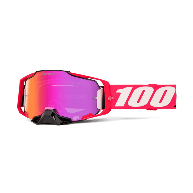 GOGGLE 100% ARMEGA KLOUG LENTE HIPER ROJO OSCURO ESPEJO - Todo Riders