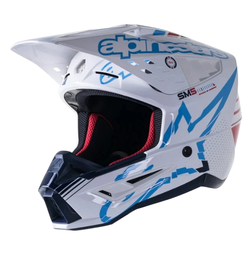 CASCO ALPINESTARS S-M5 ACTION [WHITE/CYAN/DARK BLUE]