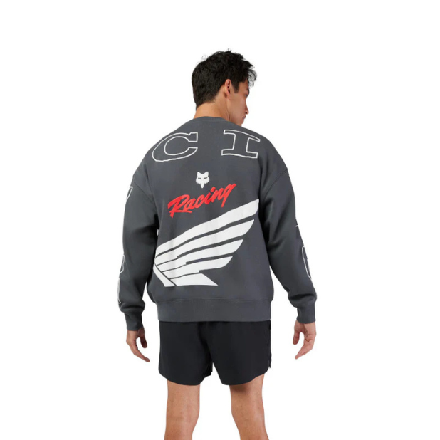 BUZO FOX HONDA OVERSIZED CREW [GRIS OSCURO]
