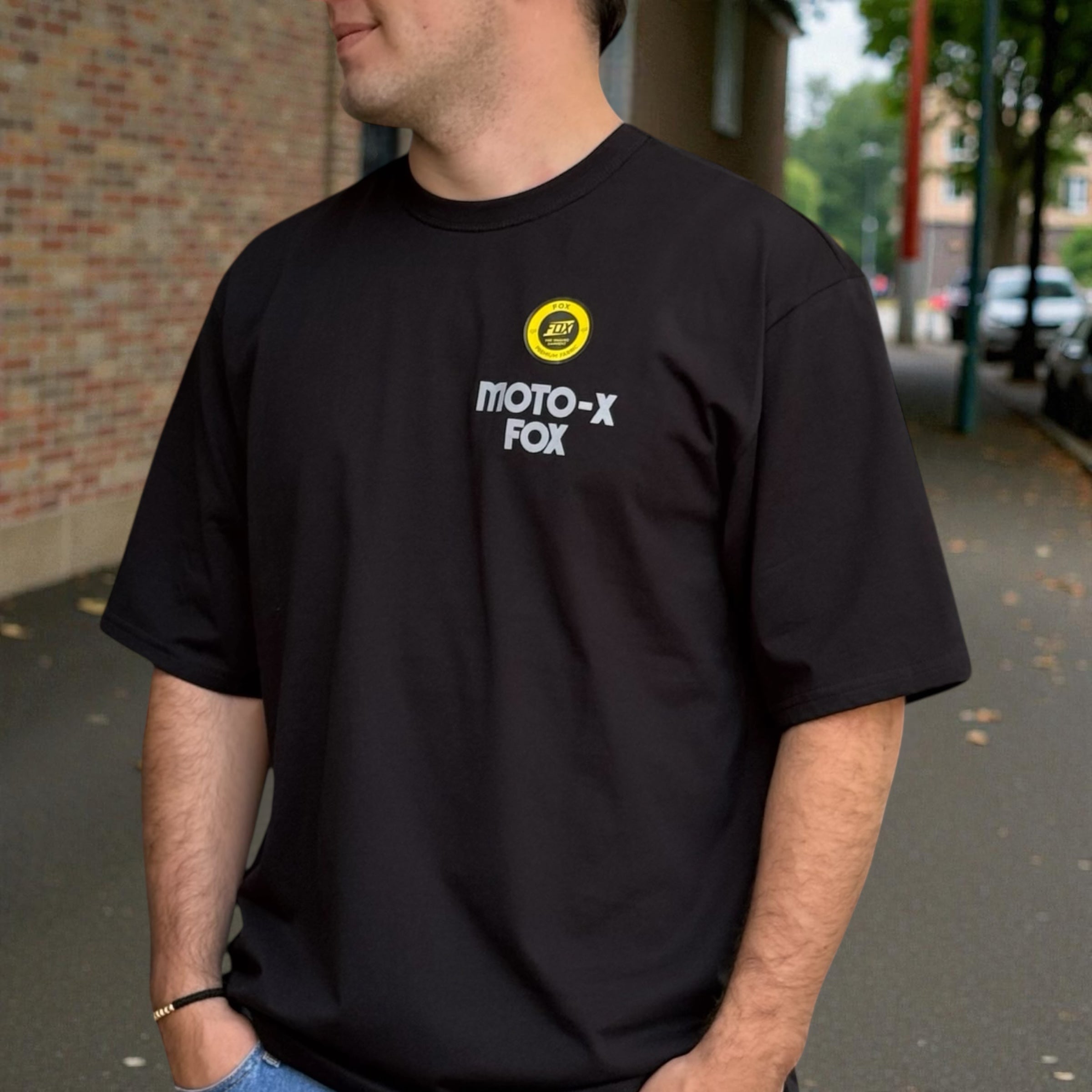 CAMISETA FOX MOTO -X OVERSIZED [NEGRO]