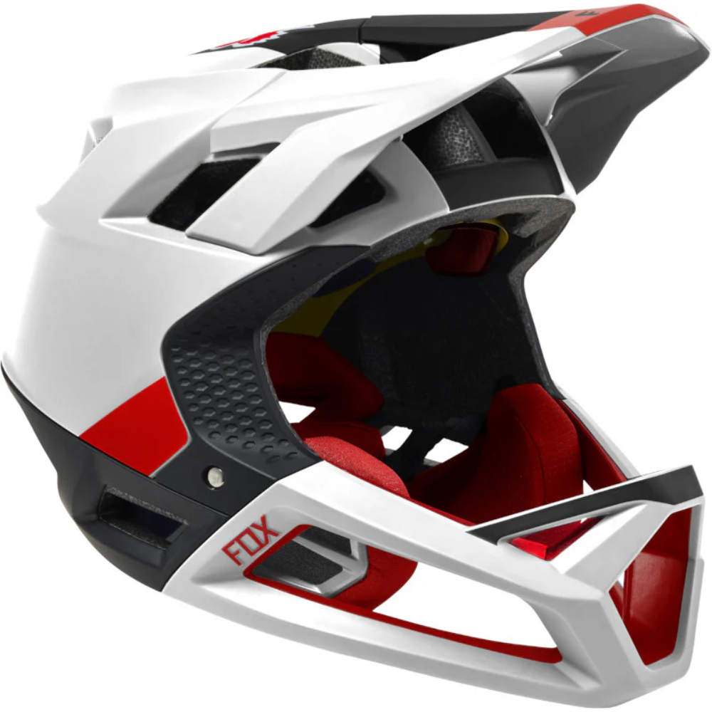CASCO FOX PROFRAME BLOCKED CE [BLANCO/ROJO]
