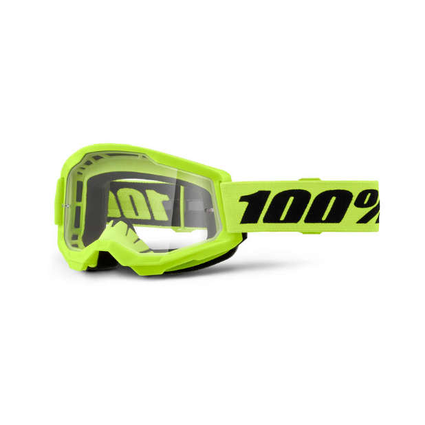 GOGGLE 100% STRATA 2 AMARILLO NEON LENTE TRASNPARENTE PARA NIÑO