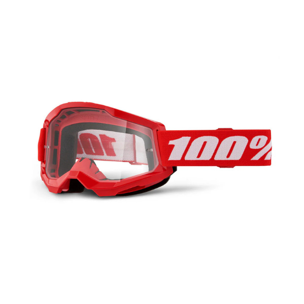 GOGGLE 100% STRATA 2 ROJA LENTE TRASNPARENTE PARA NIÑO